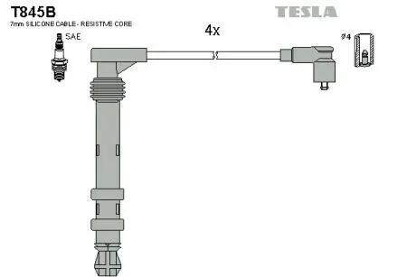 T845B Комплект кабелів запалювання TESLA підбір по vin на Brocar