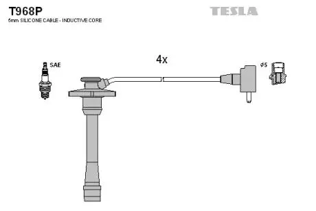 T968P Комплект кабелів запалювання TESLA підбір по vin на Brocar
