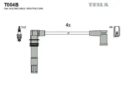 T004B Комплект кабелів високовольтних TESLA підбір по vin на Brocar