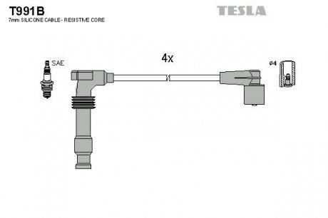 T991B Комплект кабелей зажигания TESLA подбор по vin на Brocar