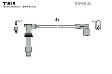 T991B Комплект кабелів високовольтних TESLA підбір по vin на Brocar
