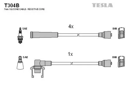 T304B Комплект кабелей зажигания TESLA подбор по vin на Brocar