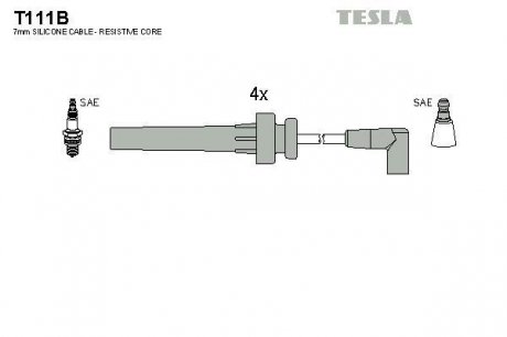 T111B Комплект кабелей зажигания TESLA подбор по vin на Brocar