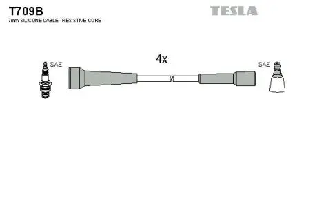 T709B Комплект кабелів запалювання TESLA підбір по vin на Brocar