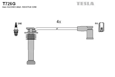 T726G Комплект кабелів запалювання TESLA підбір по vin на Brocar