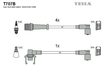 T707B Комплект кабелів запалювання TESLA підбір по vin на Brocar