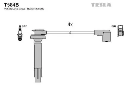 T584B Комплект кабелів запалювання TESLA підбір по vin на Brocar