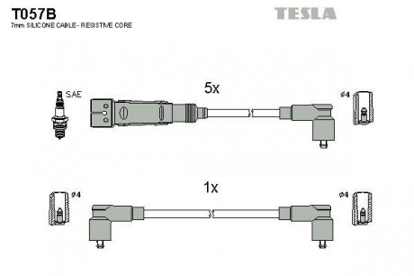 T057B Комплект кабелів запалювання TESLA підбір по vin на Brocar