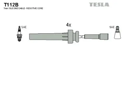 T112B Комплект кабелей зажигания TESLA подбор по vin на Brocar