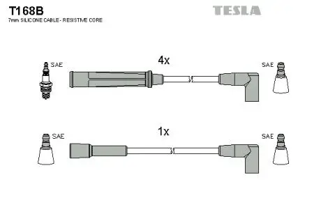 T168B Комплект кабелей зажигания TESLA подбор по vin на Brocar
