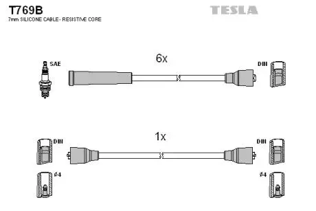 T769B Комплект кабелів запалювання TESLA підбір по vin на Brocar