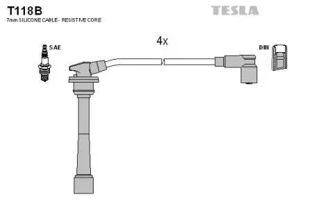 T118B Комплект кабелів високовольтних TESLA підбір по vin на Brocar
