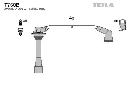 T760B Комплект кабелей зажигания TESLA подбор по vin на Brocar