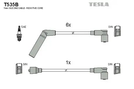 T535B Комплект кабелів запалювання TESLA підбір по vin на Brocar