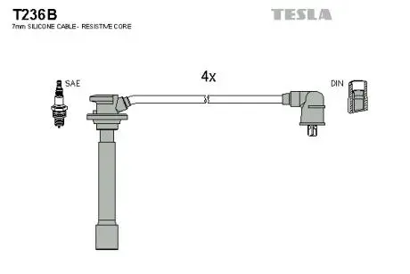T236B Комплект кабелів високовольтних TESLA підбір по vin на Brocar
