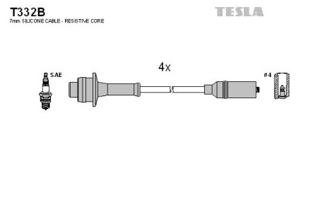 T332B Комплект кабелів запалювання TESLA підбір по vin на Brocar