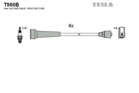 T960B Комплект кабелів запалювання TESLA підбір по vin на Brocar