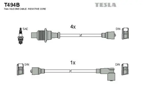 T494B Комплект кабелів запалювання TESLA підбір по vin на Brocar