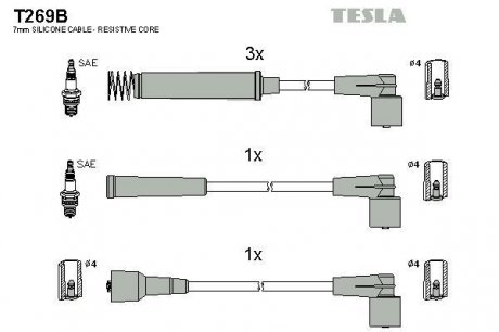 T269B Комплект кабелів високовольтних TESLA підбір по vin на Brocar