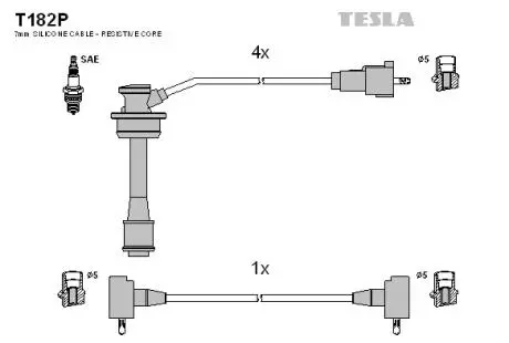 T182P Комплект кабелів запалювання TESLA підбір по vin на Brocar