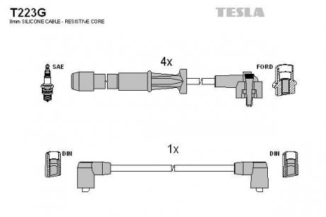 T223G Комплект кабелей зажигания TESLA подбор по vin на Brocar