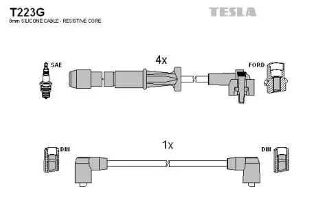 T223G Комплект кабелів запалювання TESLA підбір по vin на Brocar