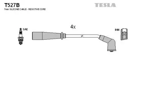 T527B Комплект кабелів запалювання TESLA підбір по vin на Brocar