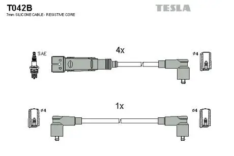 T042B Комплект кабелей зажигания TESLA підбір по vin на Brocar