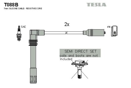 T088B Комплект кабелів запалювання TESLA підбір по vin на Brocar