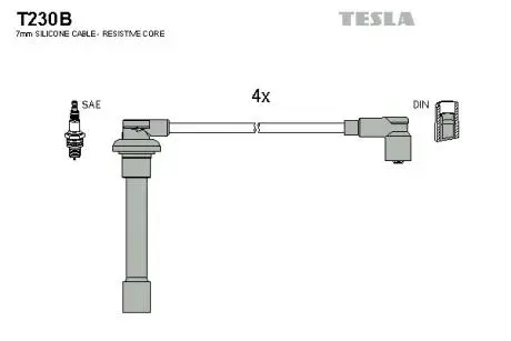 T230B Комплект кабелів запалювання TESLA підбір по vin на Brocar