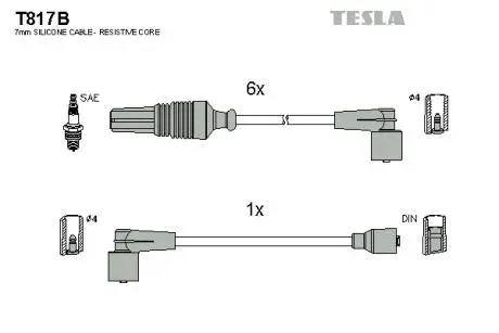 T817B Комплект кабелів запалювання TESLA підбір по vin на Brocar