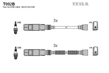 T092B Комплект кабелей зажигания TESLA подбор по vin на Brocar
