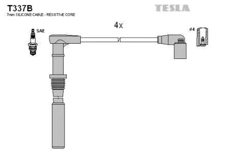 T337B Комплект кабелів запалювання TESLA підбір по vin на Brocar