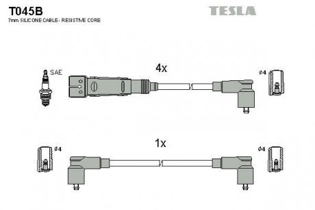 T045B Комплект кабелей зажигания TESLA подбор по vin на Brocar