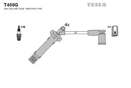 T468G Комплект кабелей зажигания TESLA подбор по vin на Brocar