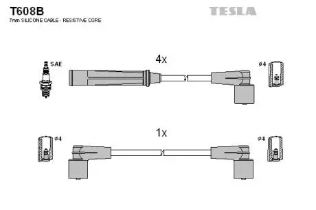 T608B Комплект кабелів запалювання TESLA підбір по vin на Brocar