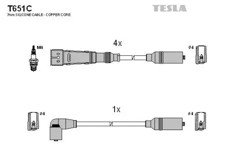 T651C Комплект кабелів запалювання TESLA підбір по vin на Brocar