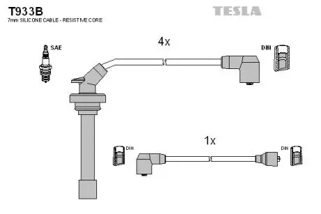 T933B Комплект кабелів запалювання TESLA підбір по vin на Brocar