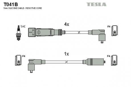 T041B Комплект кабелів високовольтних TESLA підбір по vin на Brocar