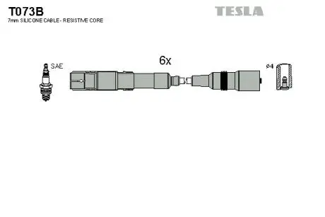 T073B Комплект кабелів запалювання TESLA підбір по vin на Brocar