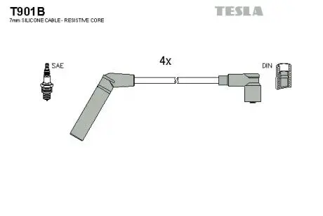 T901B Комплект кабелей зажигания TESLA подбор по vin на Brocar