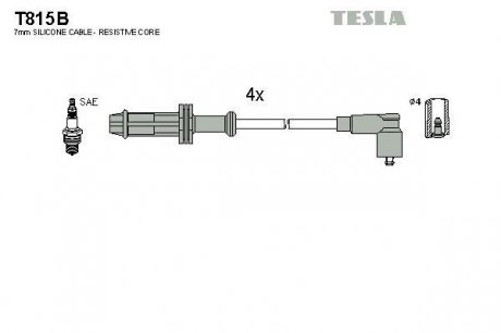 T815B Комплект кабелей зажигания TESLA подбор по vin на Brocar