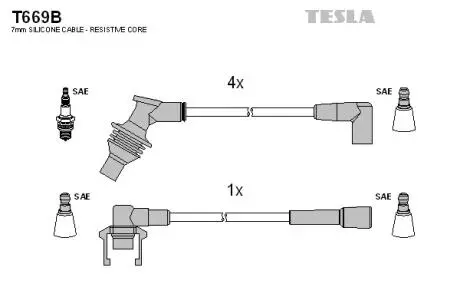 T669B Комплект кабелів запалювання TESLA підбір по vin на Brocar