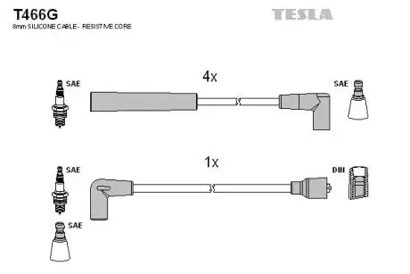 T466G Комплект кабелів запалювання TESLA підбір по vin на Brocar