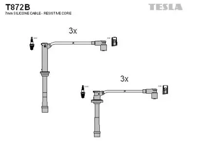 T872B Комплект кабелів запалювання TESLA підбір по vin на Brocar