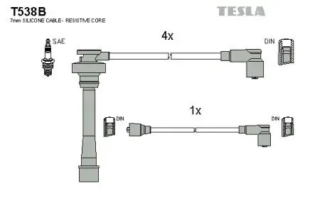 T538B Комплект кабелів запалювання TESLA підбір по vin на Brocar