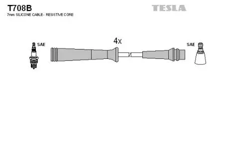 T708B Комплект кабелів запалювання TESLA підбір по vin на Brocar