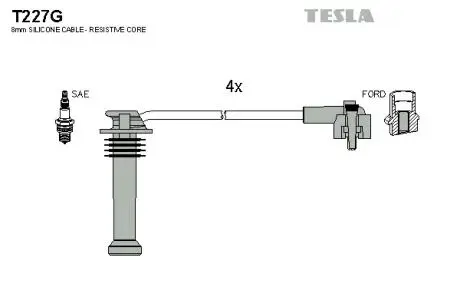 T227G Комплект кабелів запалювання TESLA підбір по vin на Brocar
