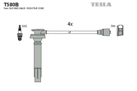 T580B Комплект кабелів запалювання TESLA підбір по vin на Brocar