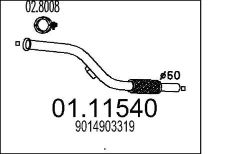 0111540 Глушитель MB Sprinter 901-904 00-06 (передняя часть) MTS подбор по vin на Brocar